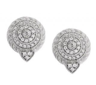 Judith Ripka Sterling and Diamonique Round Textured Stud Earrings —