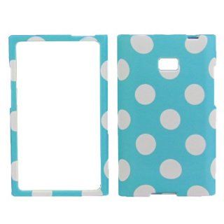 Lg Optimus Logic L35g / Dynamic L38c (Straighttalk/net 10) Case Cover Rubberised Faceplate Turquoise Polka Dots Cell Phones & Accessories