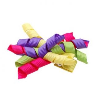 Multi Colored Small Corker Ribbon Girls Hair Clippie: Apparel Accessories: Clothing