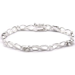 Sunstone Silver Plated Infinity White Link Bracelet Made with Swarovski Crystal Sunstone Crystal, Glass & Bead Bracelets