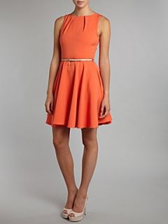 Closet Flared belted dress Orange