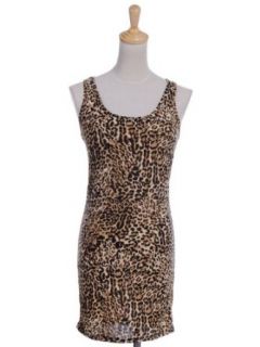 Anna Kaci Women's Slim Fit Leopard Print Racer Back Tank Style Dress at  Womens Clothing store