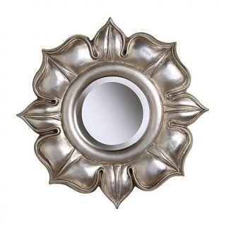 Lotus Silver Leaf Round Mirror   16in