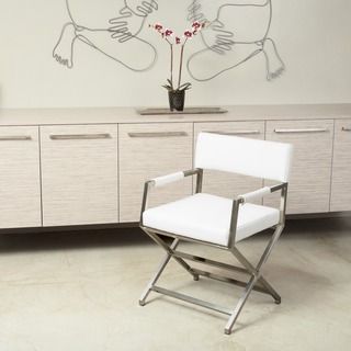 Martine White Leather Director Style Dining Chair