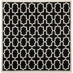 Moroccan Dhurrie Black/ivory Geometric pattern Wool Rug (8 Square)