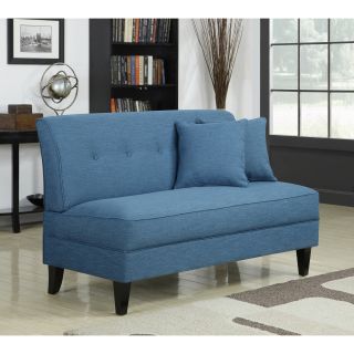 Portfolio Engle Caribbean Blue Linen Armless Loveseat