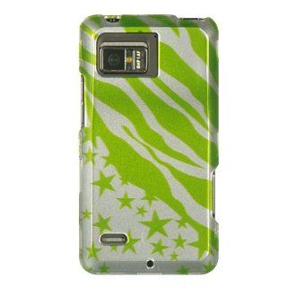 Reinforced Plastic Phone Design Cover Case Green Zebra Stars For Motorola Droid Bionic: Cell Phones & Accessories