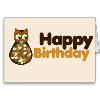 Happy Birthday Cute Owl Design Greeting Cards