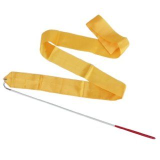 Gym Dance Ribbon Rhythmic Gymnastic Streamer Rod Baton Twirling Chinese New Year Party   Yellow : Martial Arts Batons : Sports & Outdoors