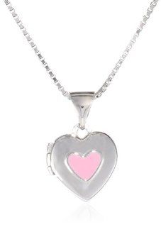Sterling Silver Pink Cool Enamel Locket Pendant Necklace, 18": Jewelry