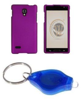 Premium Dark Purple Hard Shield Case + ATOM LED Keychain Light for LG Optimus L9 (T Mobile, Metro PCS) Cell Phones & Accessories