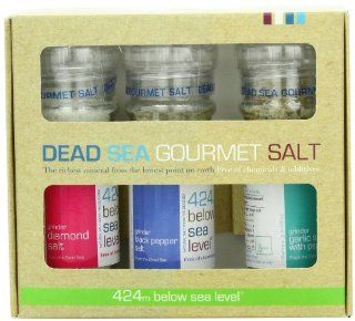 Salt 424 Three Grinder Pack 100% Organic Salts, Diamond, Black Pepper and Garlic with Pepper, 25.11 Ounce : Flavored Salts : Grocery & Gourmet Food