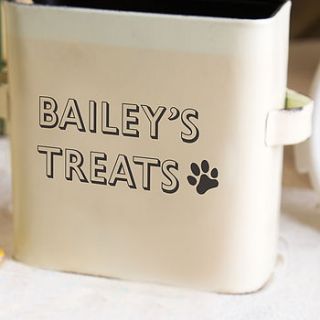 personalised vinyl lettering for pet storage by nutmeg signs