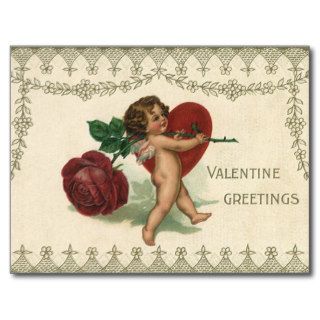 Vintage Valentine Victorian Angel Cupid Rose Heart Post Cards