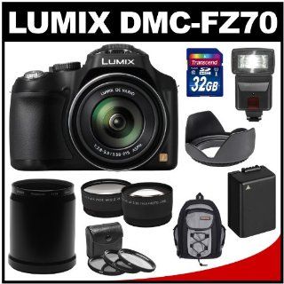 Panasonic Lumix DMC FZ70 Digital Camera with 32GB Card + Battery + Backpack + Flash + 2 Lens Set + Kit : Camera & Photo
