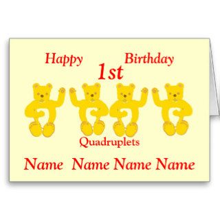 Quadruplets Birthday Card Add names