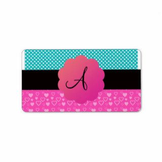Monogram polka dots and hearts personalized address labels