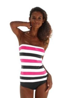 Woman`s noble Push Up Bandeau Tankini Designed by Chiemsee! Beautiful Dekollete, two pieces, (VBUSAO 586389  f2839) Color: White Pink Striped, size   10 (M) Cup A/B at  Womens Clothing store: Fashion One Piece Swimsuits