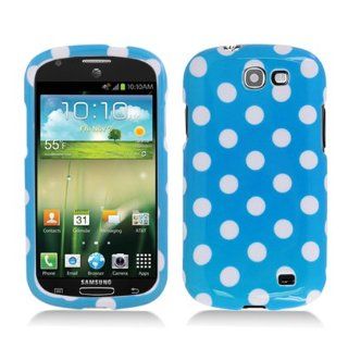 Aimo SAMI437PCPD302 Cute Polka Dot Hard Snap On Protective Case for Samsung Galaxy Express i437   Retail Packaging   Light Blue/White: Cell Phones & Accessories