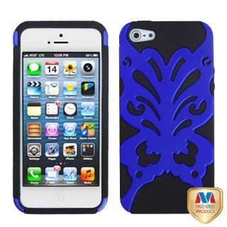Apple iPhone 5 Hard Plastic Snap on Cover Titanium Dark Blue/Black Butterflykiss Hybrid AT&T, Cricket, Sprint, Verizon Plus A Free LCD Screen Protector (does NOT fit Apple iPhone or iPhone 3G/3GS or iPhone 4/4S): Cell Phones & Accessories