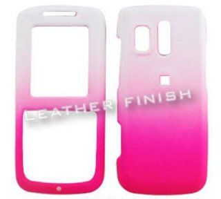 Samsung Messenger R450/R451 (Straight talk) Leather Finish Two Tone, White and Hot Pink Hard Case, Cover, Faceplate, SnapOn, Protector: Cell Phones & Accessories