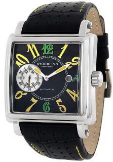 Stuhrling Original 149E.3315365  Watches,Mens Automatic Manchester Ozzie XL Black Dial Black Leather, Classic Stuhrling Original Automatic Watches