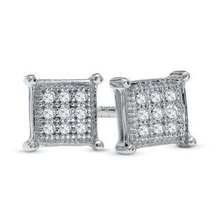 Diamond Accent Composite Princess Stud Earrings in 10K White Gold