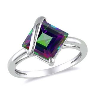 Princess Cut Mystic Fire® Topaz Overlay Ring in 10K White Gold
