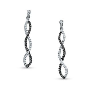CT. T.W. Enhanced Black and White Diamond Twine Earrings in 10K