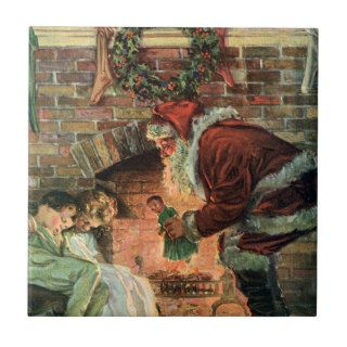 Vintage Christmas, Victorian Santa Claus Fireplace Tile