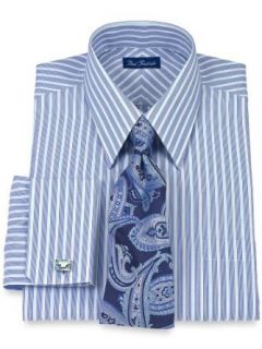 Paul Fredrick Men's Luxury Cotton Straight Collar Trim Fit Dress Shirt Blue/seafoam 16.5/36 at  Mens Clothing store