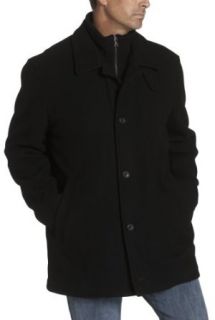 London Fog Men's Wool Cashmere Car Coat With Inner Bib, Black, Small at  Mens Clothing store