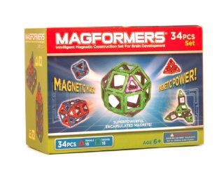 Magformers Magnetic Building Set, Green/Purple, 34 Piece: Toys & Games