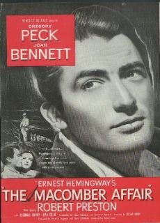 Gregory Peck Joan Bennett Ernest Hemingway's The Macomber Affair movie ad 1947: Entertainment Collectibles