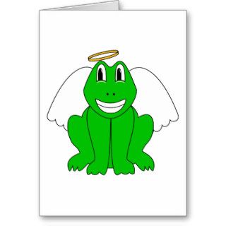 Silly Smiling Frog Angel Greeting Cards