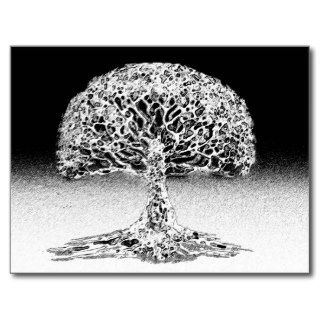 Tree of Life Coral Reef Black and White Post Card