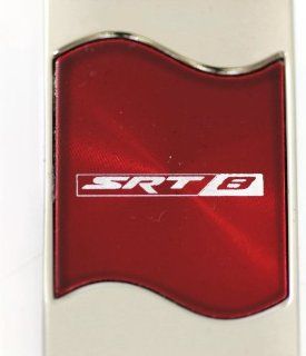 Dodge Charger Challenger Mangum SRT8 Rectangular Wave Red Key Fob Authentic Logo Key Chain Key Ring Keychain Lanyard: Automotive