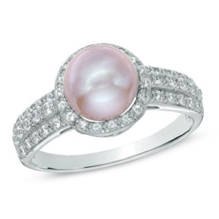 0mm Pink Cultured Freshwater Pearl and Lab Created White