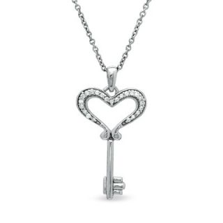 Diamond Accent Small Heart Key Pendant in Sterling Silver   Zales
