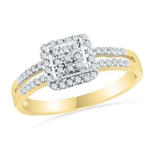 CT. T.W. Diamond Square Frame Promise Ring in 10K Gold   Zales