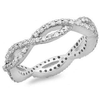 0.66 Carat (ctw) 14k White Gold Round Diamond Ladies Eternity Anniversary Wedding Band Ring: Jewelry