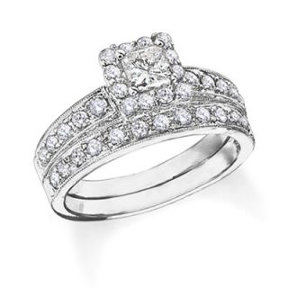 clearance 2 ct t w princess cut diamond bridal set in 14k white gold