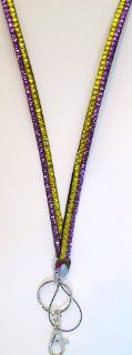 Vertical Purple & Gold Rhinestone Lanyard Identification Holder  Celebrate LSU Tigers Football of NFL Minnesota Vikings with this sparkling "Necklace" Perfect Nurse, Teacher, or Graduation Gift!!! : Office Products