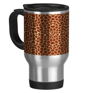 Brown Giraffe Print Fabric Travel Coffee Mug Mugs