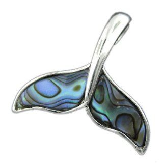 925 Silver Abalone Paua Whale Tail Pendant Hawaiian Silver Jewelry: Jewelry