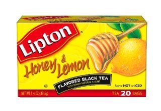 Lipton Flavored Black Tea, Honey & Lemon, Tea Bags, 20 Count Boxes (Pack of 6) : Grocery Tea Sampler : Grocery & Gourmet Food