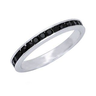316 L Stainless Steel Black Cubic Zirconia 3mm Eternity Ring Available in Sizes 4 to 12: Jewelry