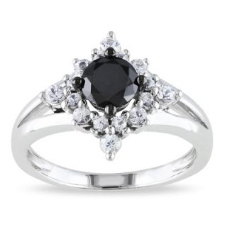 CT. Enhanced Black Diamond and Lab Created White Sapphire Sunburst