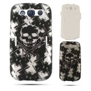 Cell Armor I747 PC JELLY 03 TE491 S Samsung Galaxy S III I747 Hybrid Fit On Case   Retail Packaging   Skull on Black/White: Cell Phones & Accessories