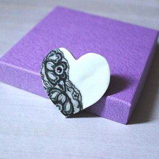 black lace heart brooch by sarah coonan